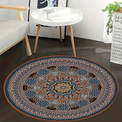Vintage Boho Round Area Rug Waterproof Stain Resistant Soft Cashmere Carpet