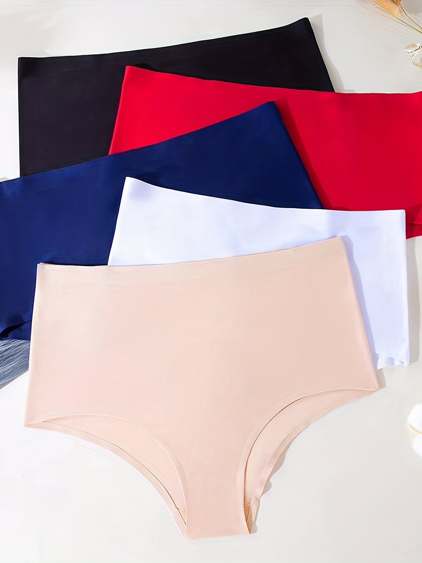 5pcs Seamless Hipster Panties Comfy Stretchy Intimates Women's Underwear