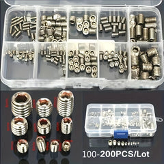 200pcs 304 Stainless Steel Screws Set Hex Head Flat Head Headless Screws