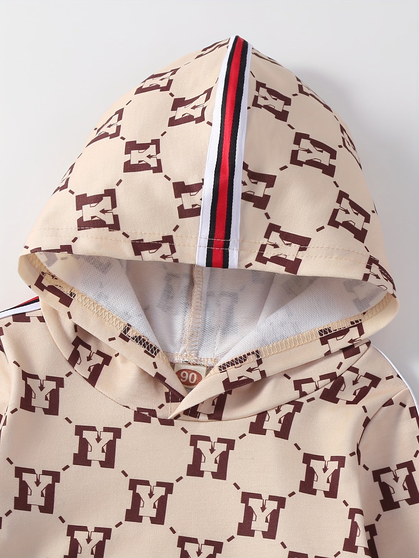 Boy's Geometric Pattern Hoodie & Sweatpants Set for Spring Fall