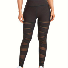 High Waist Mesh Spliced Yoga Workout Pants