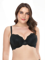 Women Push Up Bra Lace Padded Brassiere Plunge Underwire Lift Up Bras