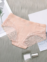 5pcs Lace Briefs Seamless Comfy Scallop Trim Panties