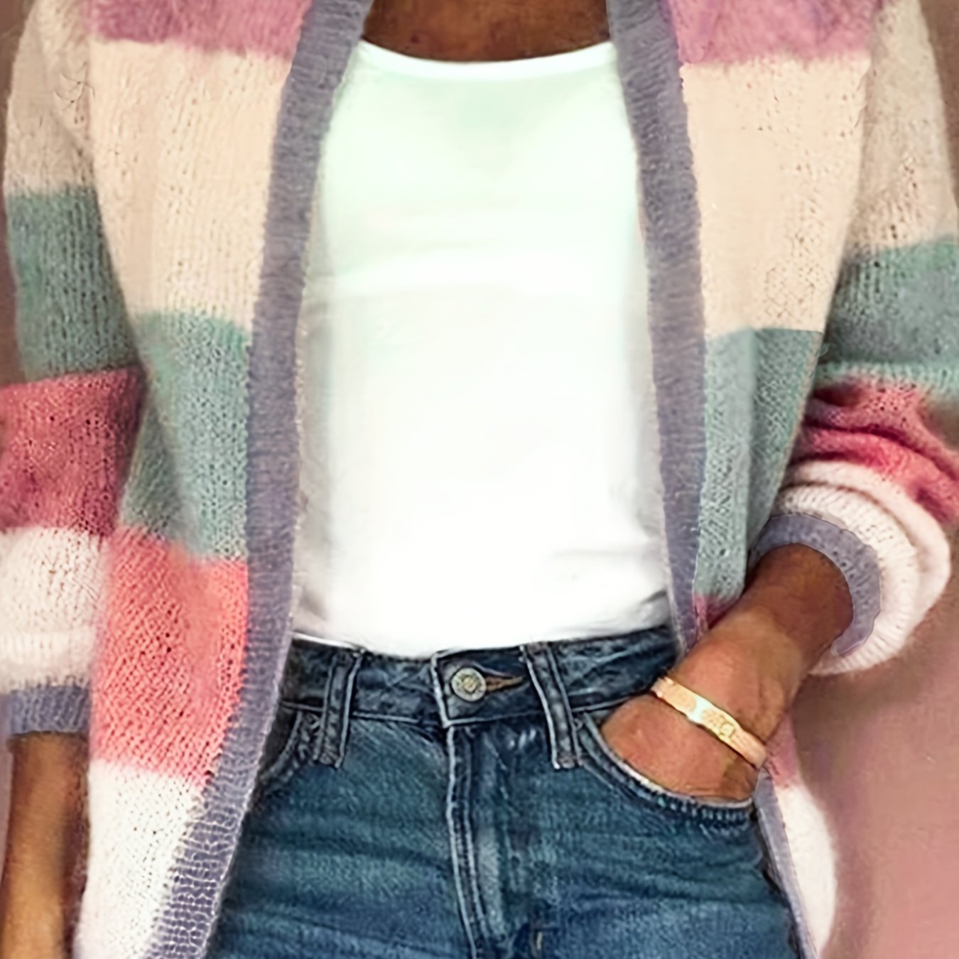 Colorblock Long Sleeve Cardigan