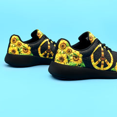 Flower Pattern Lightweight Running Shoes Breathable Non Slip Lace Up Sneakers