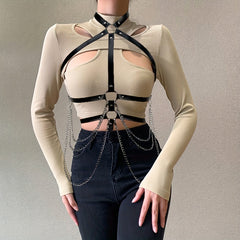 Gothic Chain Tassel Harness Belt for Women's Lingerie