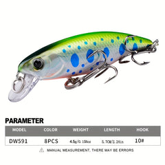 PROBEROS Sinking Minnow Lure 0.16oz 3D Eyes Fishing Tackle