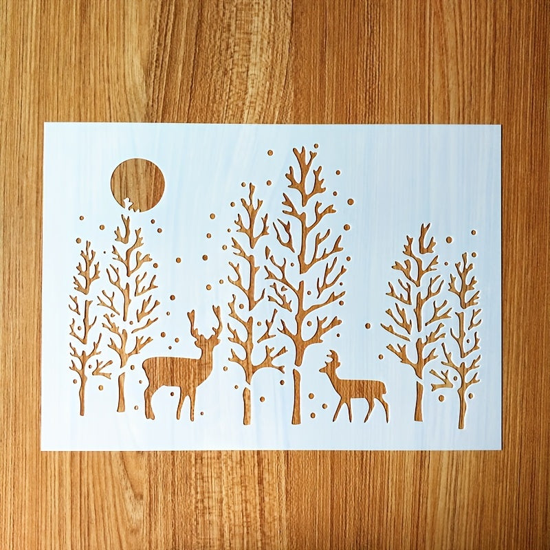 1pc Christmas Deer Stencil for DIY Painting on Fabric Board Glass