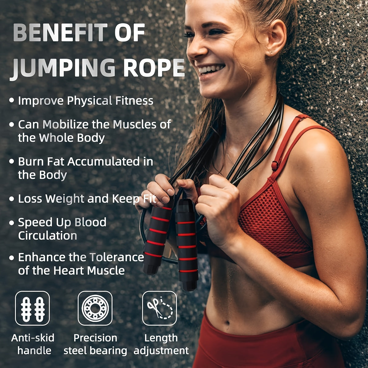 Adjustable Jump Rope with Soft Handles for Aerobic Exercise Weight Loss