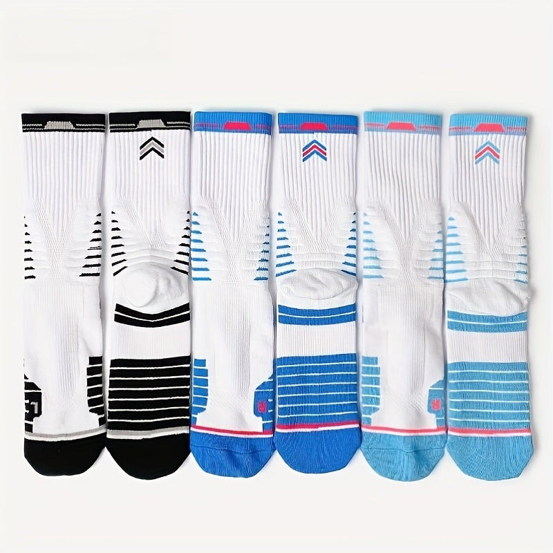 Men's Thickened Breathable Mid Calf Socks for Running Cycling Football