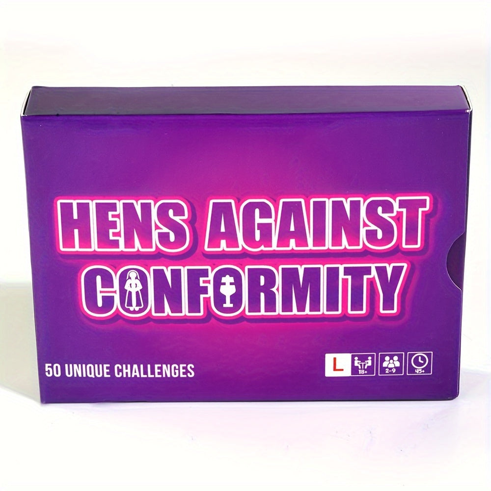 Hens Against Conformity Game 50pcs Unique Challenges Bachelorette Card Game