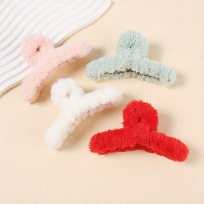 4pcs Plush Hair Clips Claw Clips for Girls