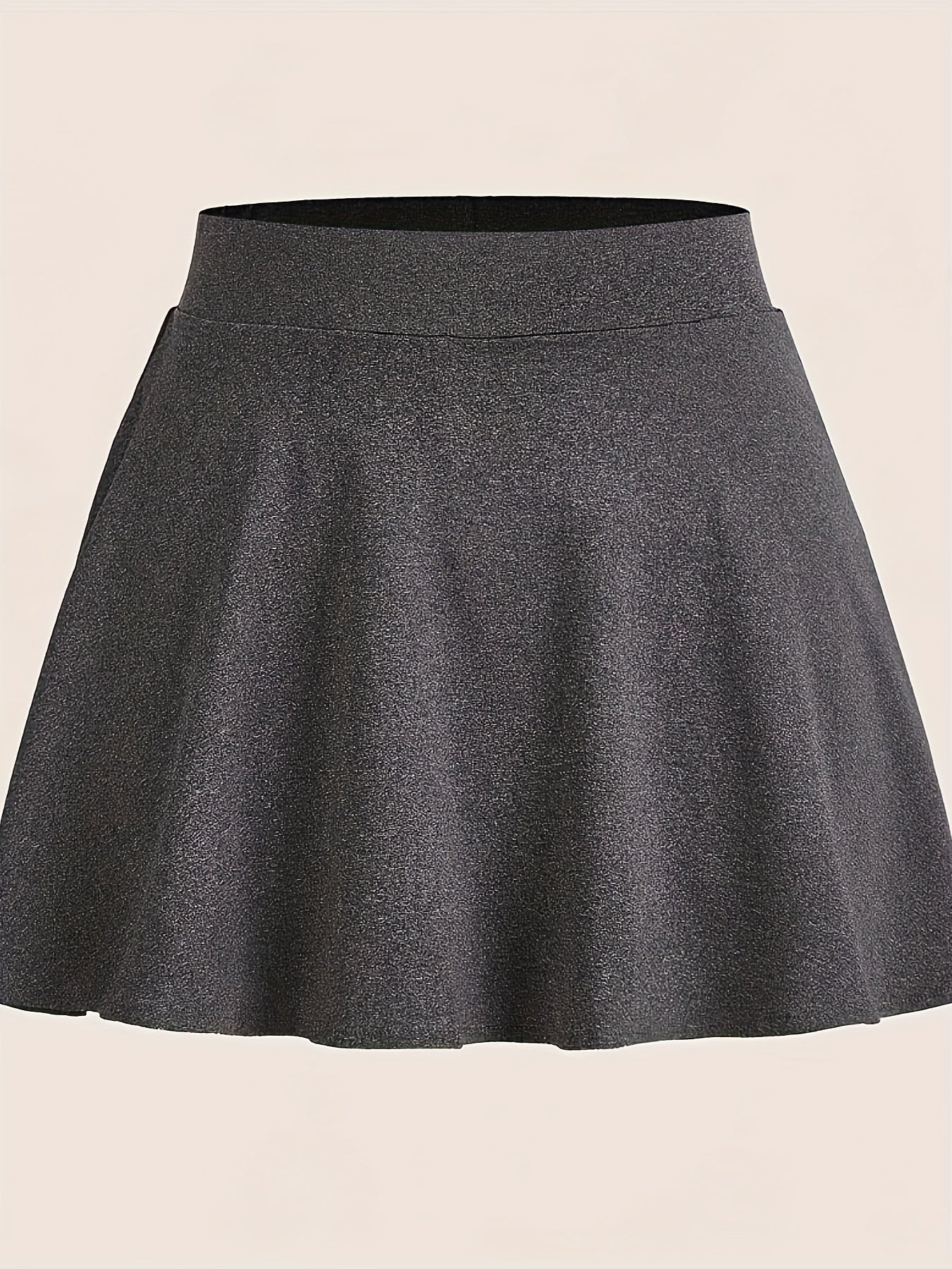Solid Elastic Waist Mini Skirt for Women