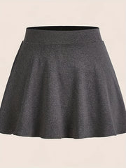 Solid Elastic Waist Mini Skirt for Women