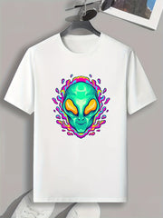 Alien Print Men's Graphic T-shirt for Summer