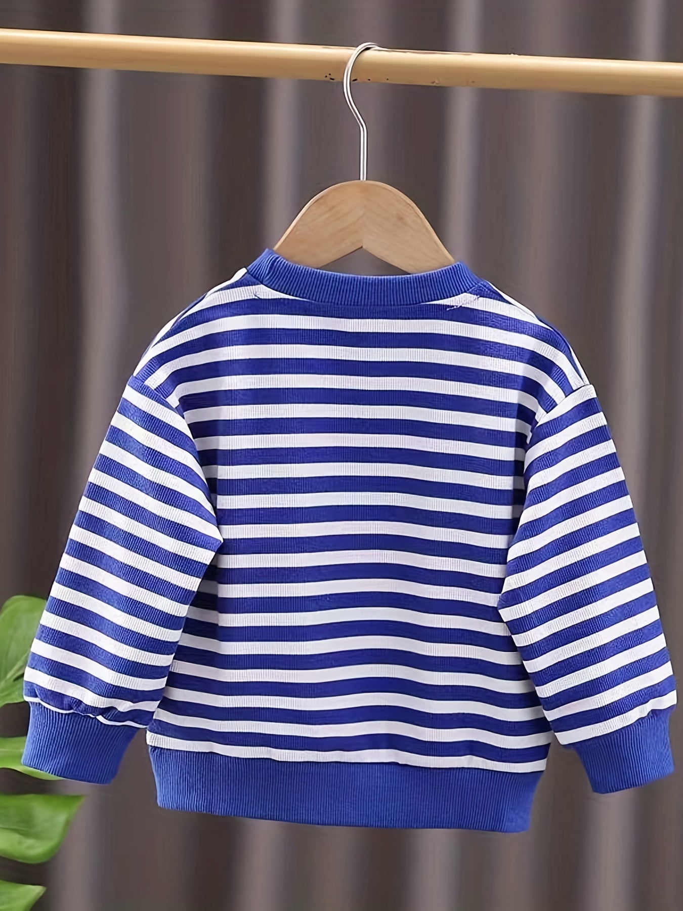 Boys Striped Pullover Sweatshirt Long Sleeve Crew Neck Tops