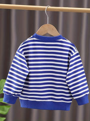 Boys Striped Pullover Sweatshirt Long Sleeve Crew Neck Tops