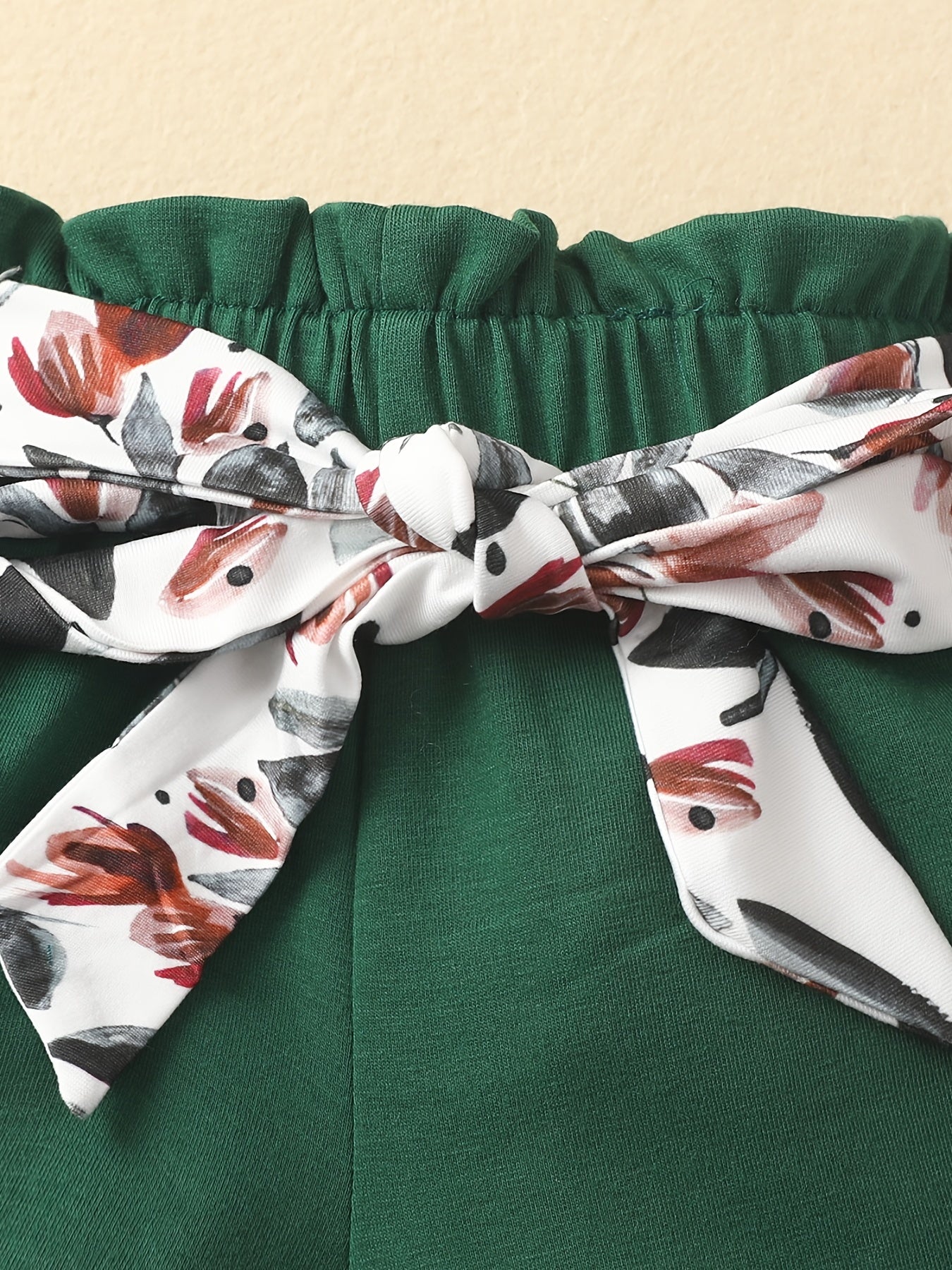 Baby Girls Leaf Print Peplum Top & Shorts Set