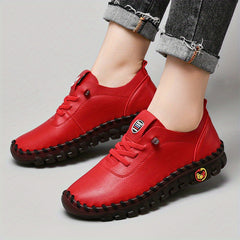 Women's Lace Up Flat Sneakers Soft Sole Casual Walking Shoes