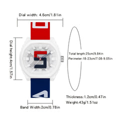 Sanda Large Digital Watch Red Strap Waterproof 24 Hour Stopwatch Rubber Sports