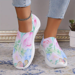 Women's Tie Dye Slip-On Sneakers Lightweight Outdoor Casual Shoes
