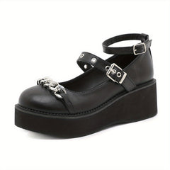 Y2K Chain Decor Mary Janes Buckle Strap Non Slip Shoes