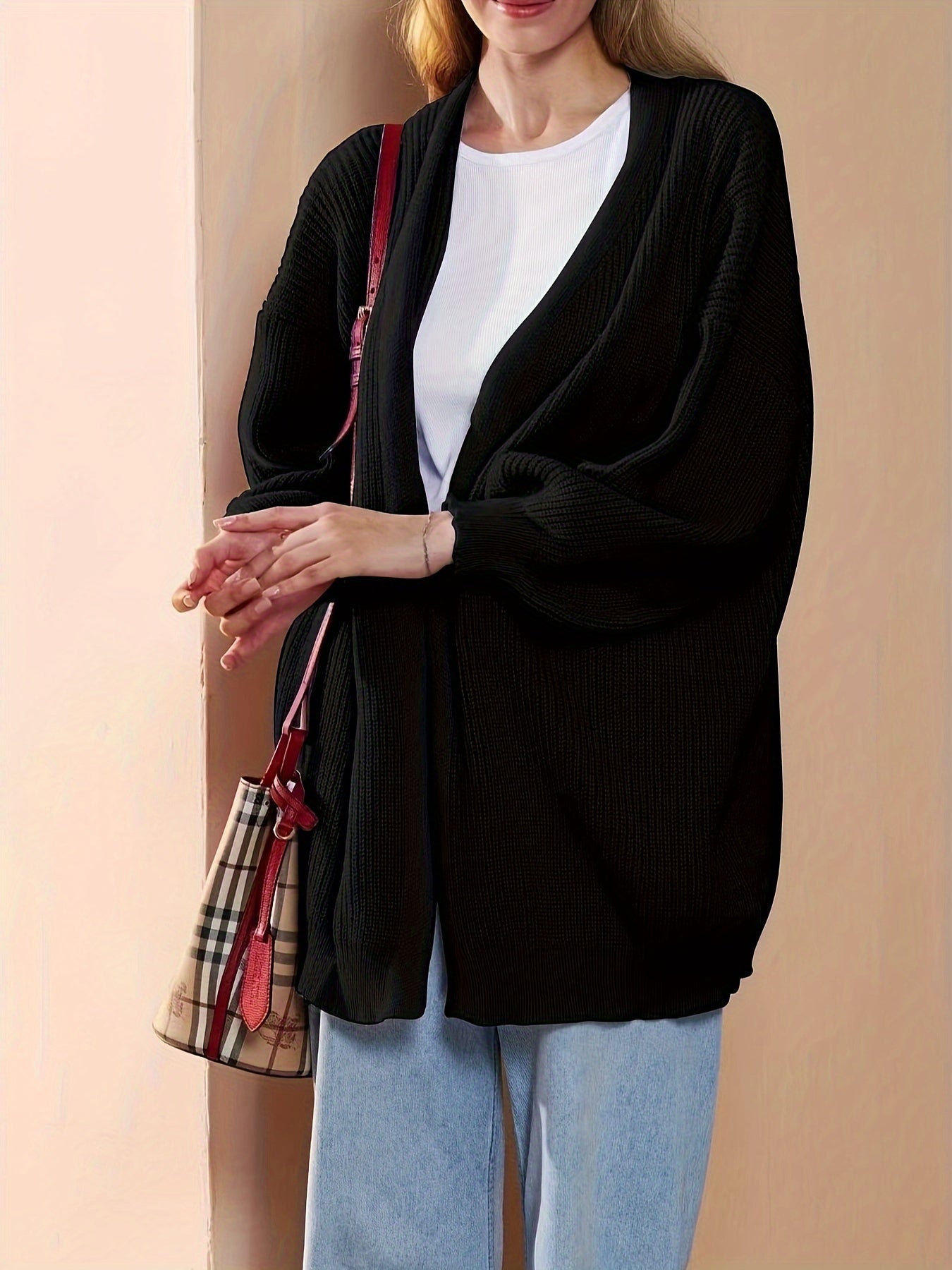 Casual Sweater Women's Plus Knit Cardigan