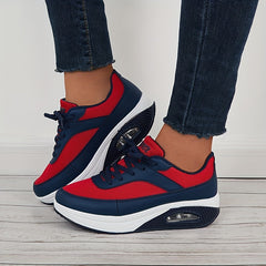 Women's Mesh Sneakers Lace Up Running Shoes Thick Sole Platform Casual Sneakers