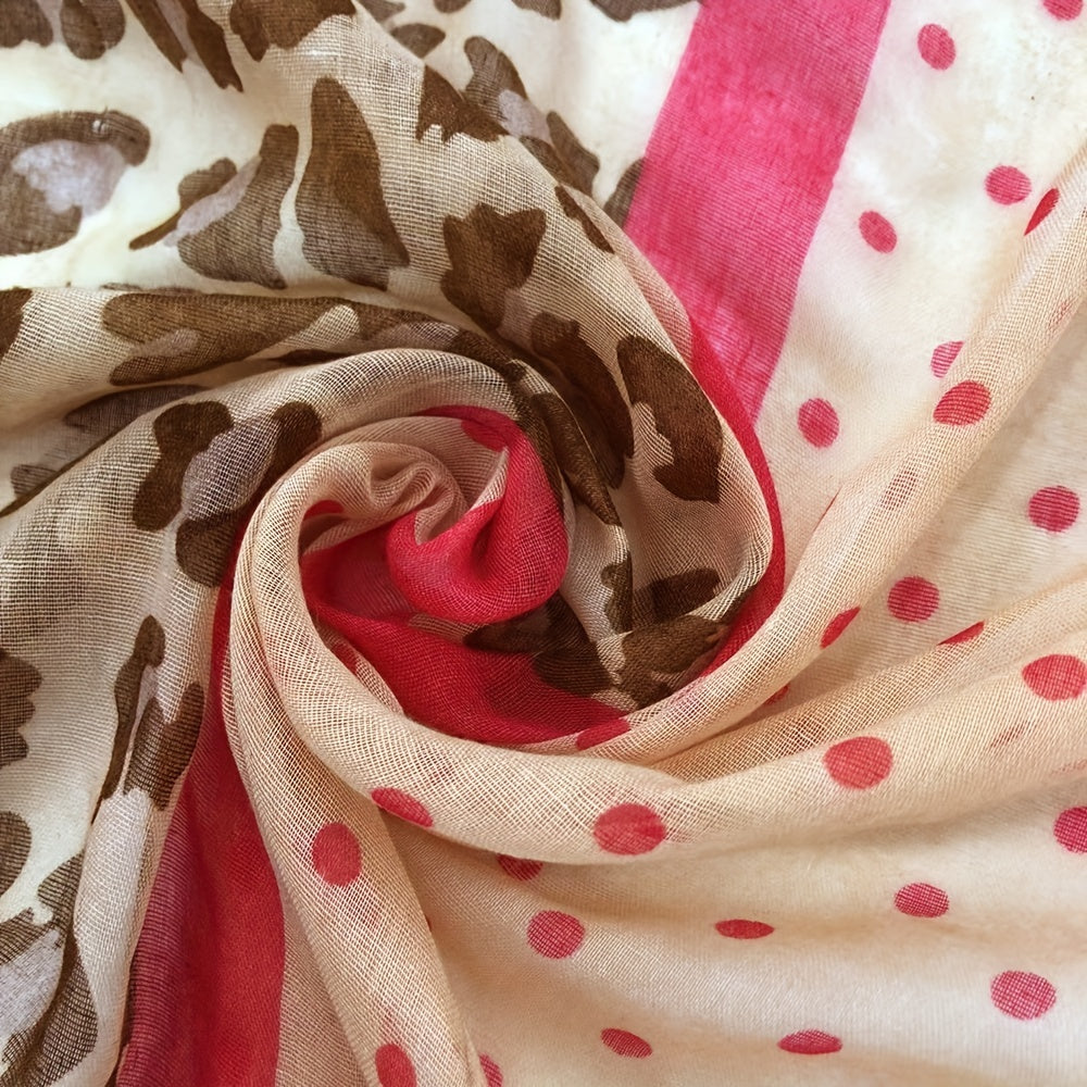 Leopard Print Scarf Classic Block Shawl Boho Windproof Headwraps