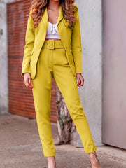 Women's Business Work Suit 2 Piece Outfits Blazer Jacket and Pencil Pant Sets