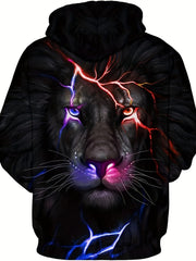 Men's Lion Graphic Hoodie Stretch 3D Print Sweatshirt
