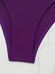Sporty Plus Size Solid One Piece Swimsuit with U Neck and Half Zipper