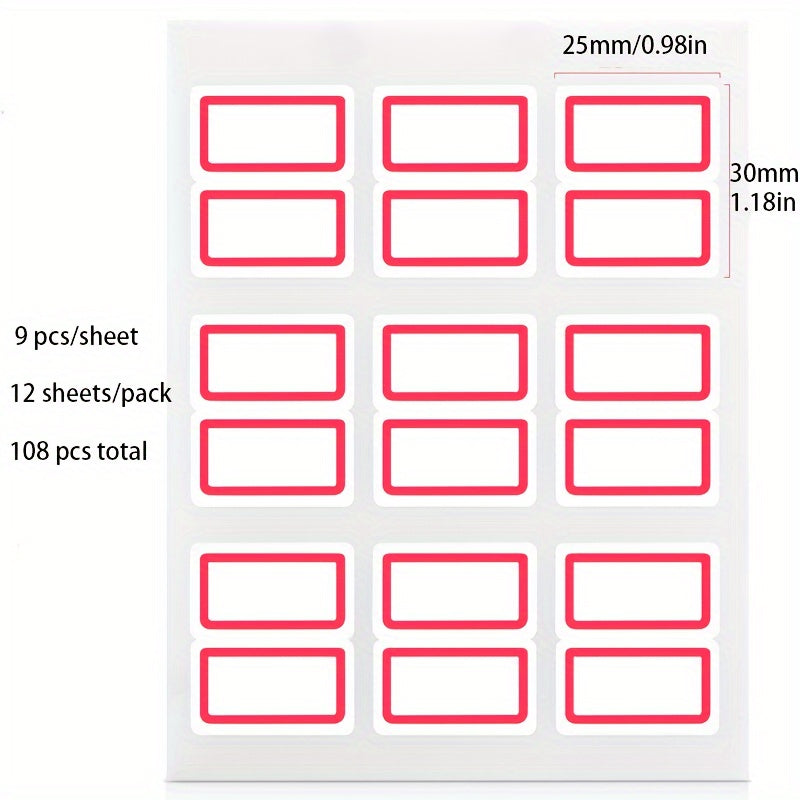 108 Self Adhesive Labeling Paper Name Sorting Stickers