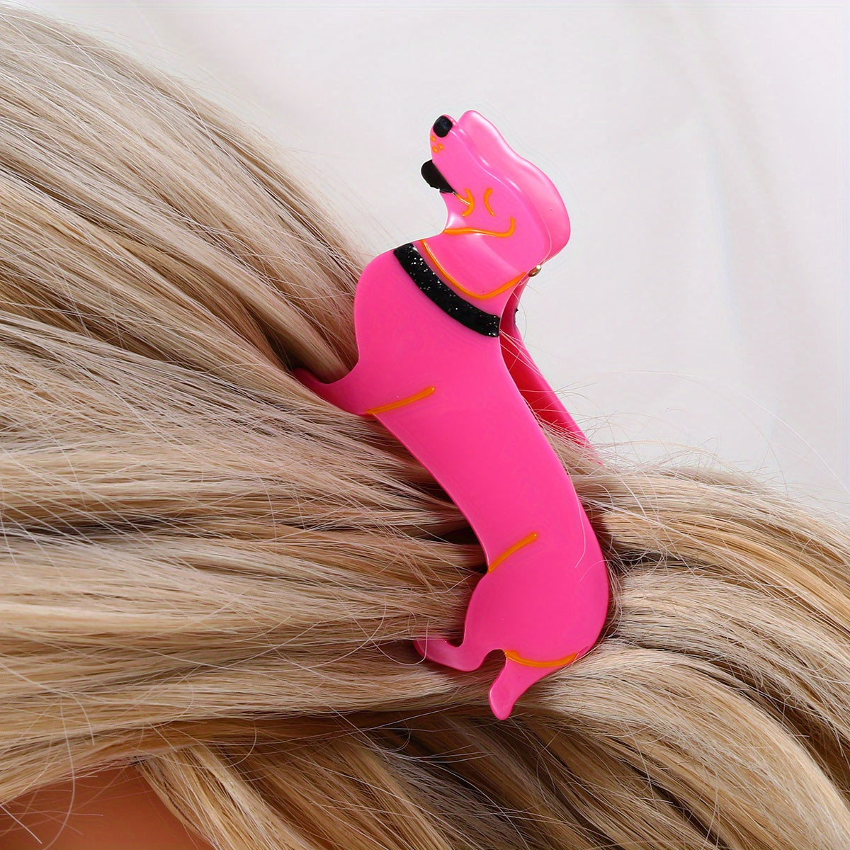 Acrylic Pink Dog Hair Claw Large Hair Clip