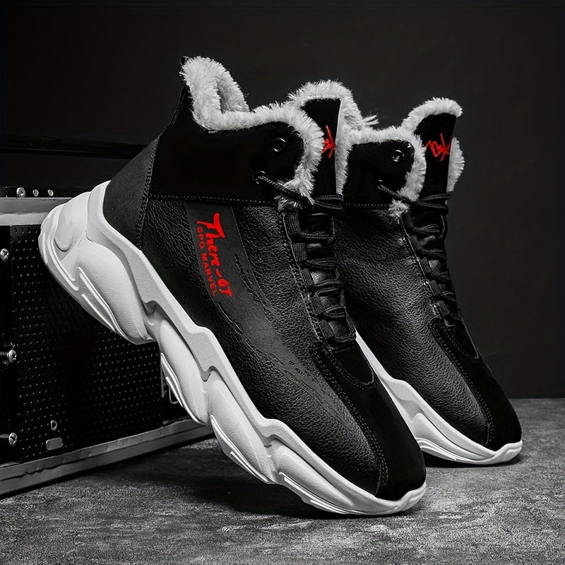 Men's Thermal Lace-Up Sneakers with Fuzzy Lining