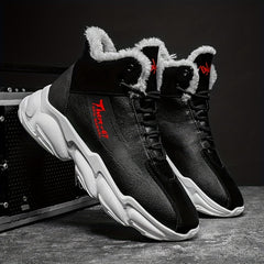 Men's Thermal Lace-Up Sneakers with Fuzzy Lining