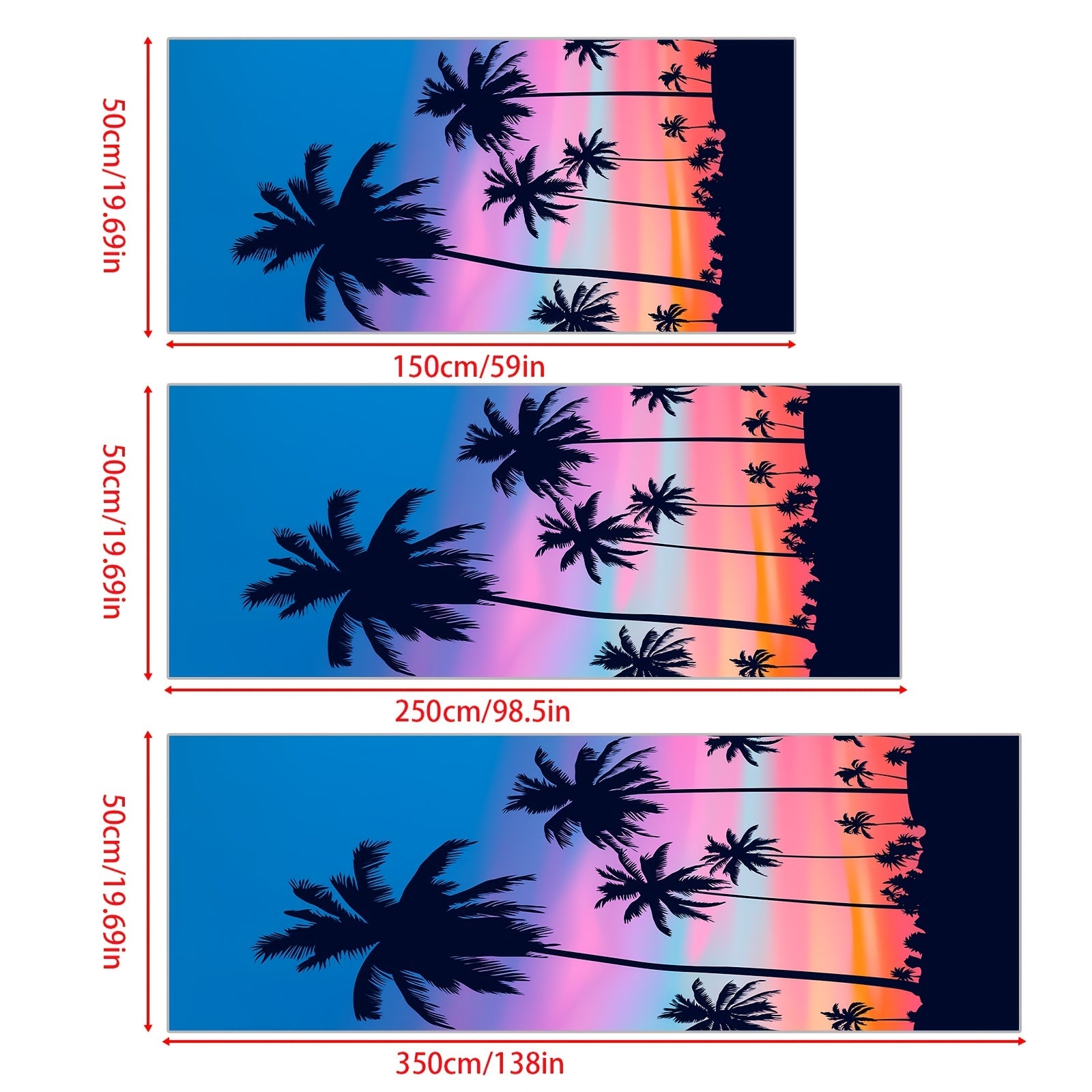 Tropical Palm Trees Pattern Carpet Purple Art Area Rug