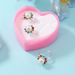 3pcs Girls Faux Pearl Rings Kids Accessories