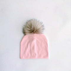 Faux Fur Pom Pom Baby Hat for Newborn Photos