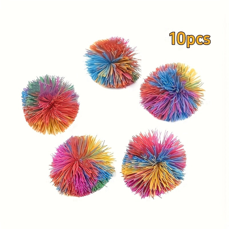 10pcs Rainbow Sensory Ball Party Favors Fluffy Bouncy Ball