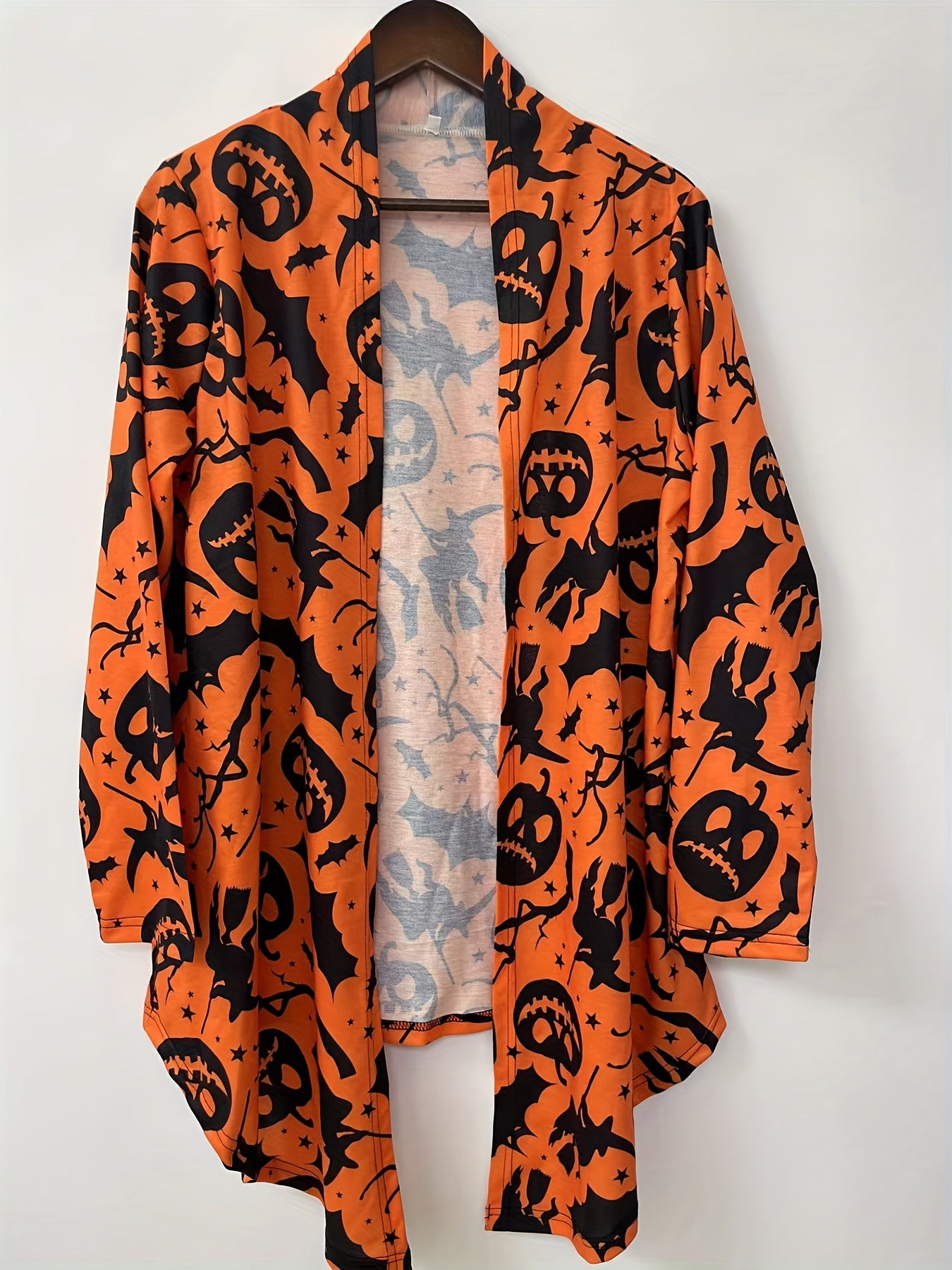 Halloween Pumpkin Face Print Cardigan