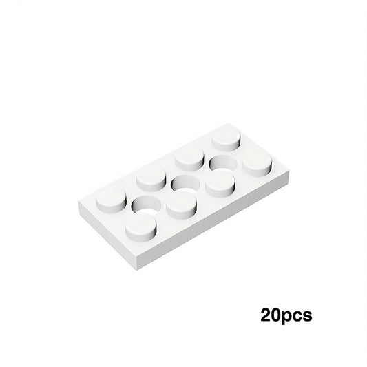 20pcs Low Brick 3709 2X4 w/ 3 Hole Plate Assembly Parts for Kids