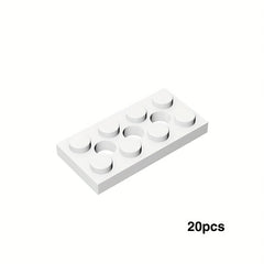 20pcs Low Brick 3709 2X4 w/ 3 Hole Plate Assembly Parts for Kids