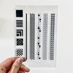 10 16x15 Transparent Silicone Stamp Geometric Pattern For Notebook Cards
