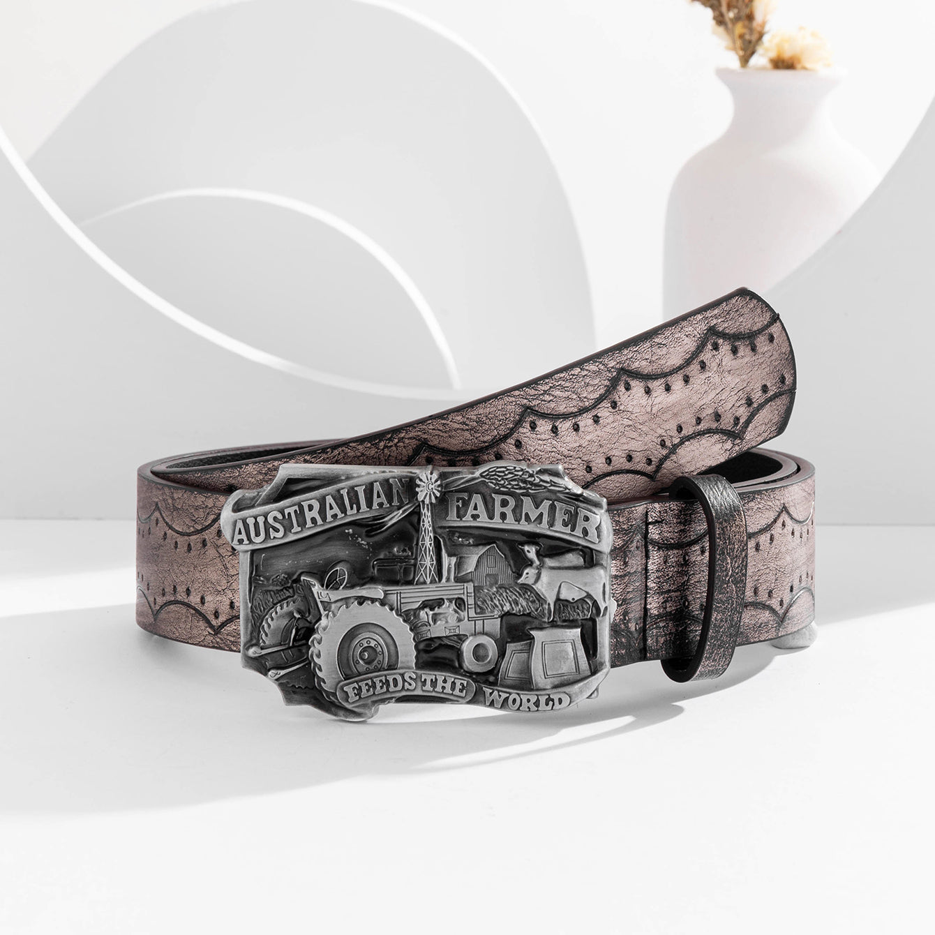Vintage Car Buckle Belt Waist Belt Western Style Cowboy PU Leather Belt