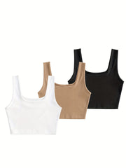 3 Pack Crop Tank Tops Y2K Sleeveless Tank Tops For Summer Women's Clothing
