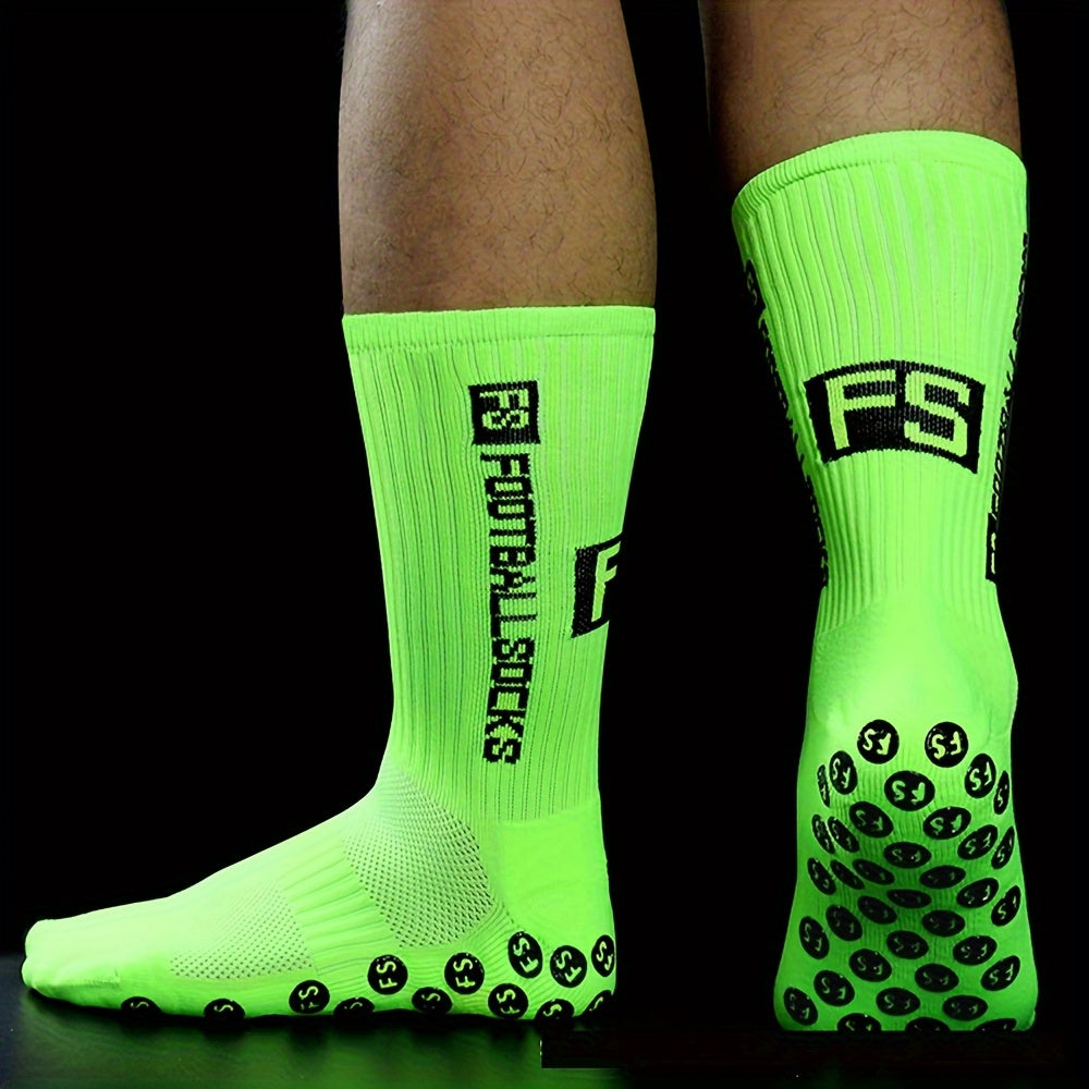 1pair Non slip Football Socks Outdoor Sports Mid calf Socks