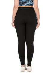 Colorblock Random Print Yoga Sports Leggings With Pocket