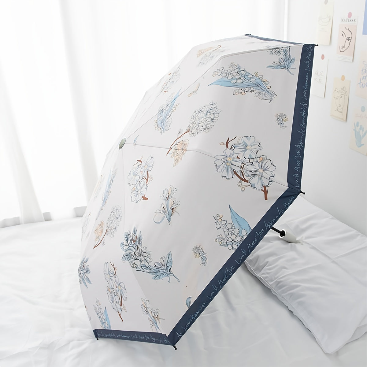 Lily Of The Valley Vinyl Auto Folding Umbrella Rain Or Shine Dual use