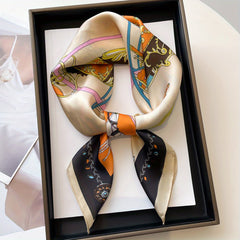 Carriage Horse Print Silk Neckerchief Bandana Women Head Wrap